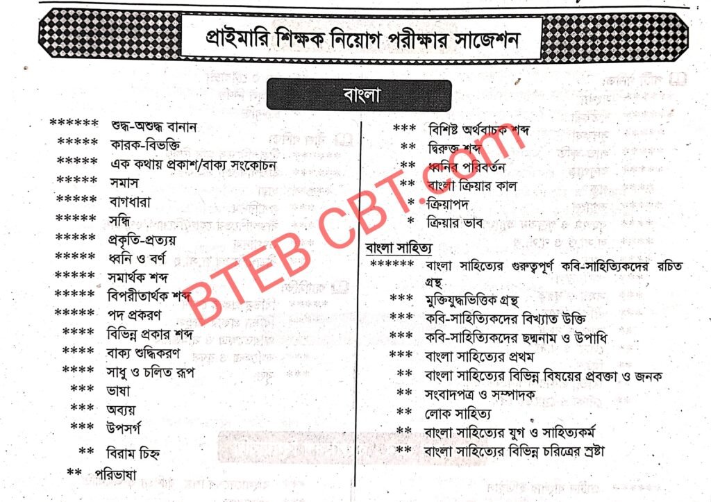 DPE Exam Suggestion 2025 | প্রাইমারি সহকারী শিক্ষক নিয়োগ সাজেশন ২০২৫ 3 প্রাইমারি সহকারী শিক্ষক নিয়োগ প্রস্তুতি বাংলা