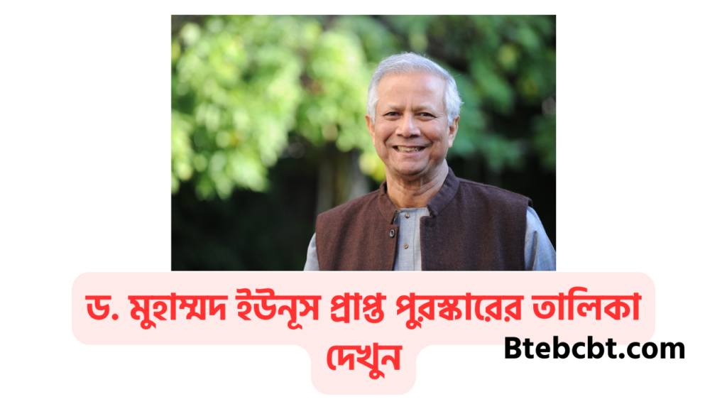 ড. মুহাম্মদ ইউনূস কে ও তার পরিচয় বিস্তারিত 4 ড. মুহাম্মদ ইউনূস প্রাপ্ত পুরস্কারের তালিকা