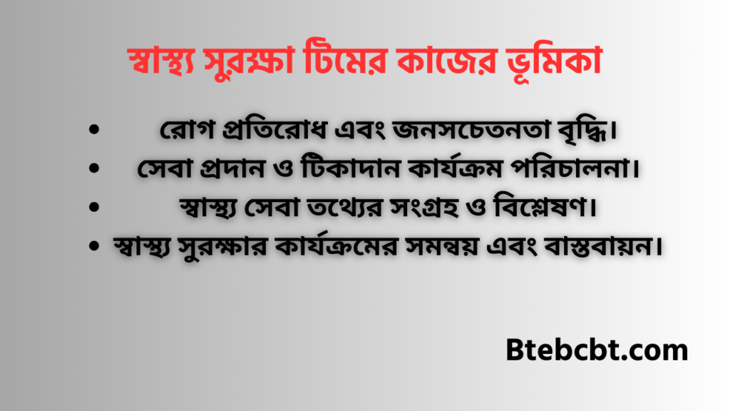 স্বাস্থ্য সুরুক্ষা কি ও স্বাস্থ্য সুরক্ষা বলতে কি বুঝায় 5 স্বাস্থ্য সুরক্ষা টিমের কাজের ভূমিকা